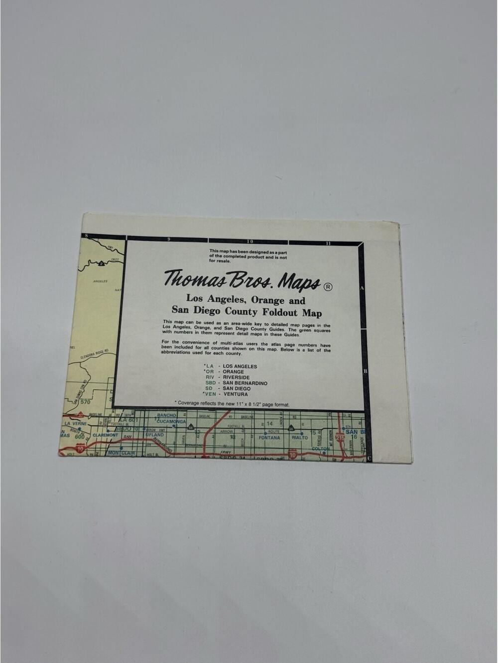 1991 Thomas Bros Los Angeles Orange San Diego County Foldout Map Vintage CA